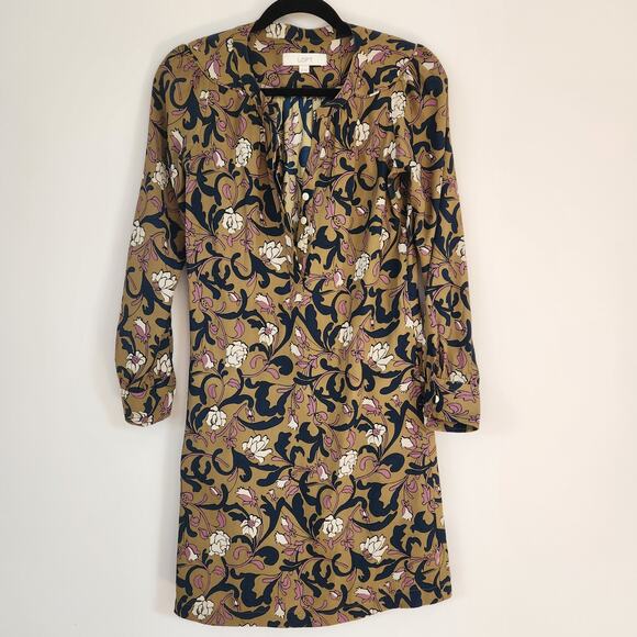 LOFT Dresses & Skirts - Ann Taylor LOFT Green Floral Dress Long Sleeve